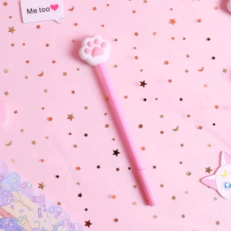 pink Кошачьи лапы, Мультяшные животные, гелевая ручка 0,5 мм, розовые милые котенки, кавайные ручки, гелевые ручки для школы, новинка, канцелярские принадлежности, подарки для девочек - Цвет: pink