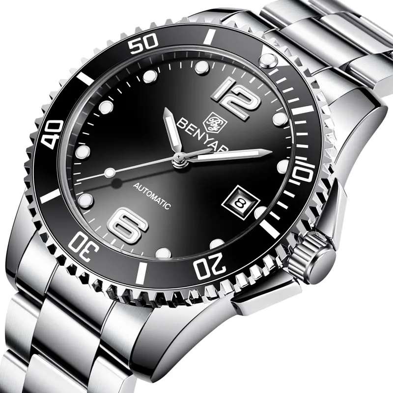 

BEYANR Mechanical Watch Men Automatic Military Waterproof Mens Watches Top Brand Luxury Stainless Steel Clock .1