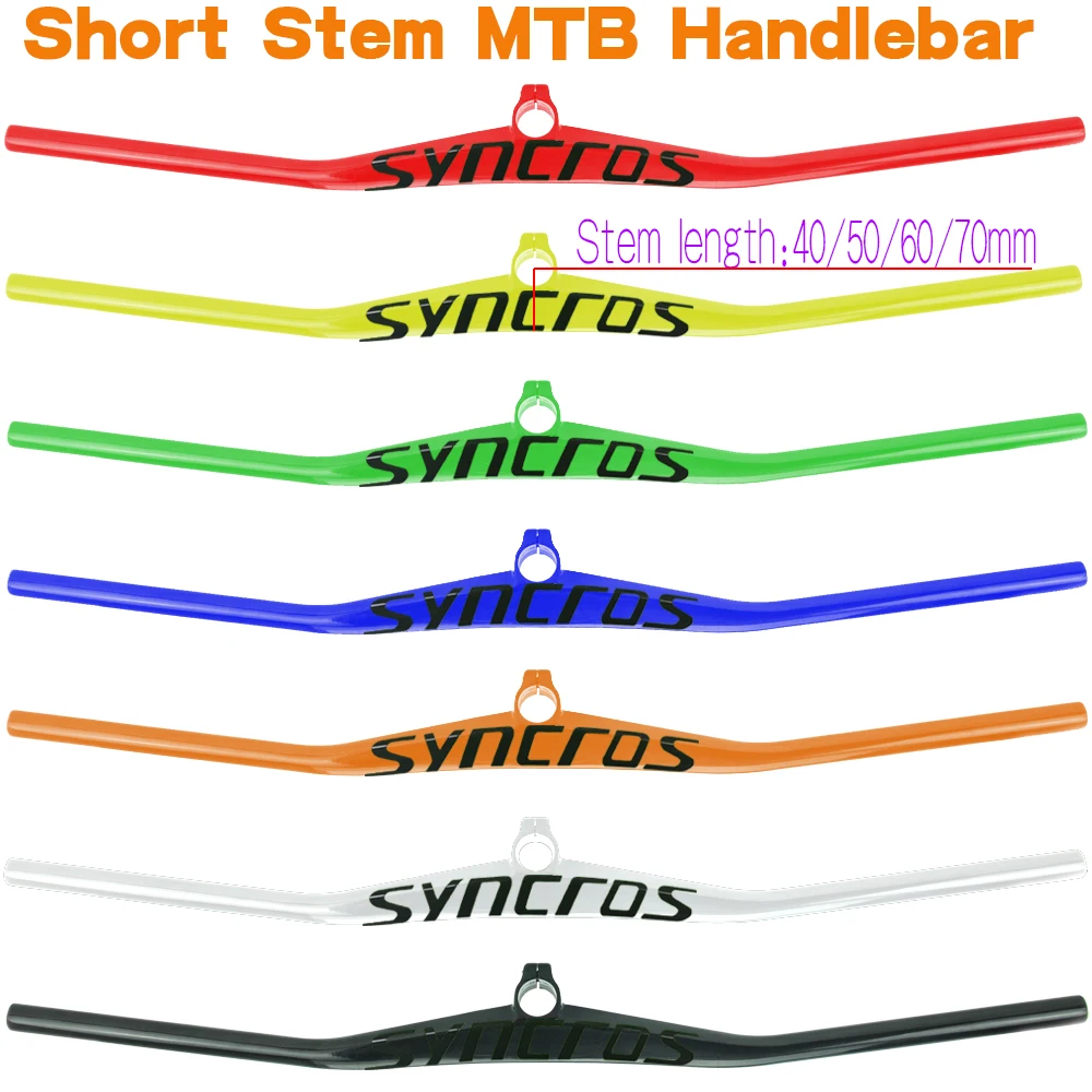 

syn Colorful UD Custom Champion Short Stem MTB Bicycle Handlebar 6degree One-shaped Integrated Handlebar With Stem 40/50/60/70mm