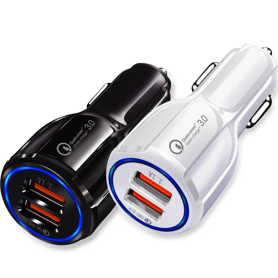 Автомобильное зарядное устройство Quick Charge 3,0 для мобильного телефона, двойной Usb адаптер питания Qualcomm Qc 3,0, адаптер быстрой зарядки, мини Usb Автомобильное зарядное устройство