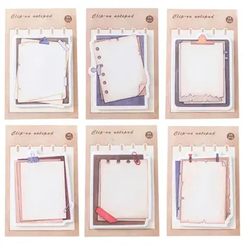 

6Pcs Portable Sticky Notes School Supply Sticker Memo With Vintage Style For Reminding Plan Schedule Office Writing Stationery