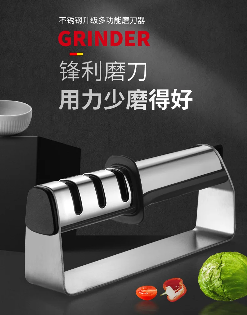 High Quality Stainless Steel Manual Knife Sharpener 3 Stage Steel Diamond Ceramic Coated Knife Sharpener Kitchen Sharpening Tool
