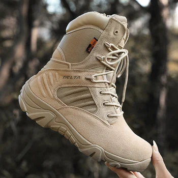 

New Arrival Men Army Military Boot Suede Leather Men Tactical Boots Anti Slip Army Combat Man Boots Rubber Sole Zip Boot Mens