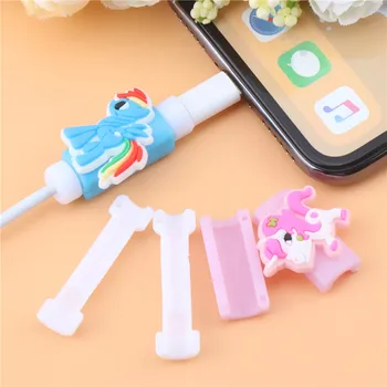 

Cartoon My Little Pony Cable Protector 2Pcs For iPhone USB Charging Cable Funny Cute Data Line Cord Protector Cable Winder Cover