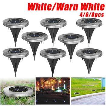 

8 LED Solar Powered Ground Buried Light Lawn Yard Outdoor Garden Decking Path Way Lamps Lighting Waterproof