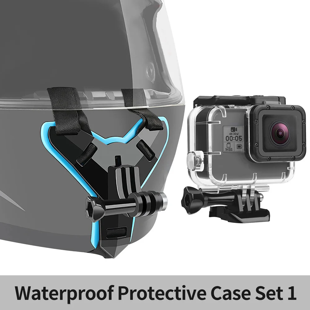 Bracket With Case 1 Съемка мотоциклетного шлема передний подбородок кронштейн держатель штатива крепление для GoPro Hero 8 7 5 черный для Xiaomi Yi Sjcam Eken Go Pro Hero 7 - Цвет: Bracket With Case 1