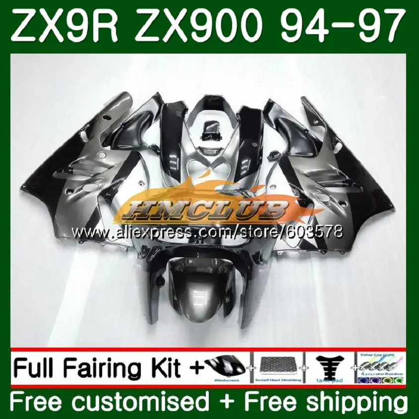 Корпус для KAWASAKI ZX900 900 CC ZX9R 94 95 96 97 черный серый 109CL. 66 ZX 900 9 R ZX 9R 900CC ZX-9R 1994 1995 1996 1997 обтекатели - Цвет: No. 1