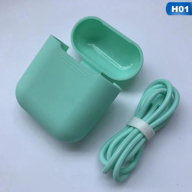 1 шт. силиконовый Bluetooth беспроводной чехол для наушников AirPods защитный чехол Аксессуары для кожи для Apple Airpods зарядная коробка - Цвет: H01