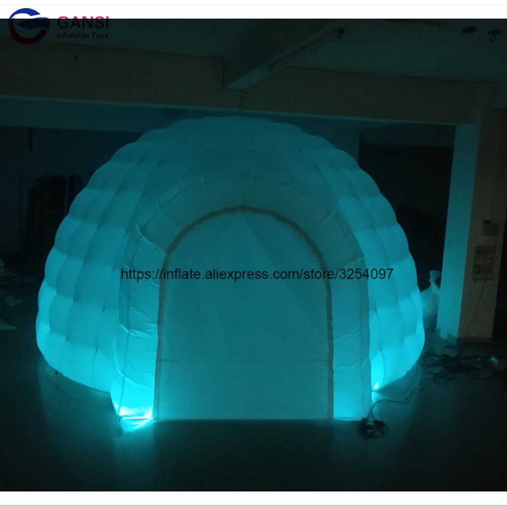 

Free shipping outdoor event inflatable igloo dome tent customized inflatable wedding tent with led light