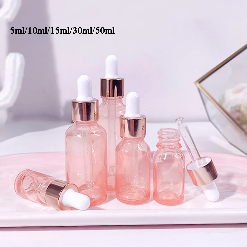 10Pcs/lot Glass Dropper Bottles Pink Refillable With Pipettes for Essential Oil Aromatherapy Perfume 50ml 30ml | Красота и здоровье