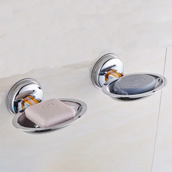 

Bathroom Soap Box Draining Tray Holder Accessories Without Drilling Wall Mounted Soap Dish Hanger Strong Sucker Soap Holder