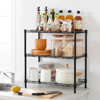 

3 Tier Storage Rack Shelving Home Storage Unit Metal Organizer Wire Rack Bathroom Organizer Kitchen Storage Shelf Stand