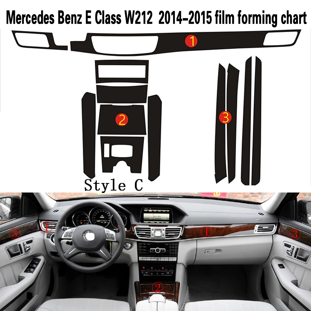 Car-Styling 5D Carbon Fiber Car Interior Center Console Color Change  Molding Sticker Decals For Mercedes E Class W212 2009-2015