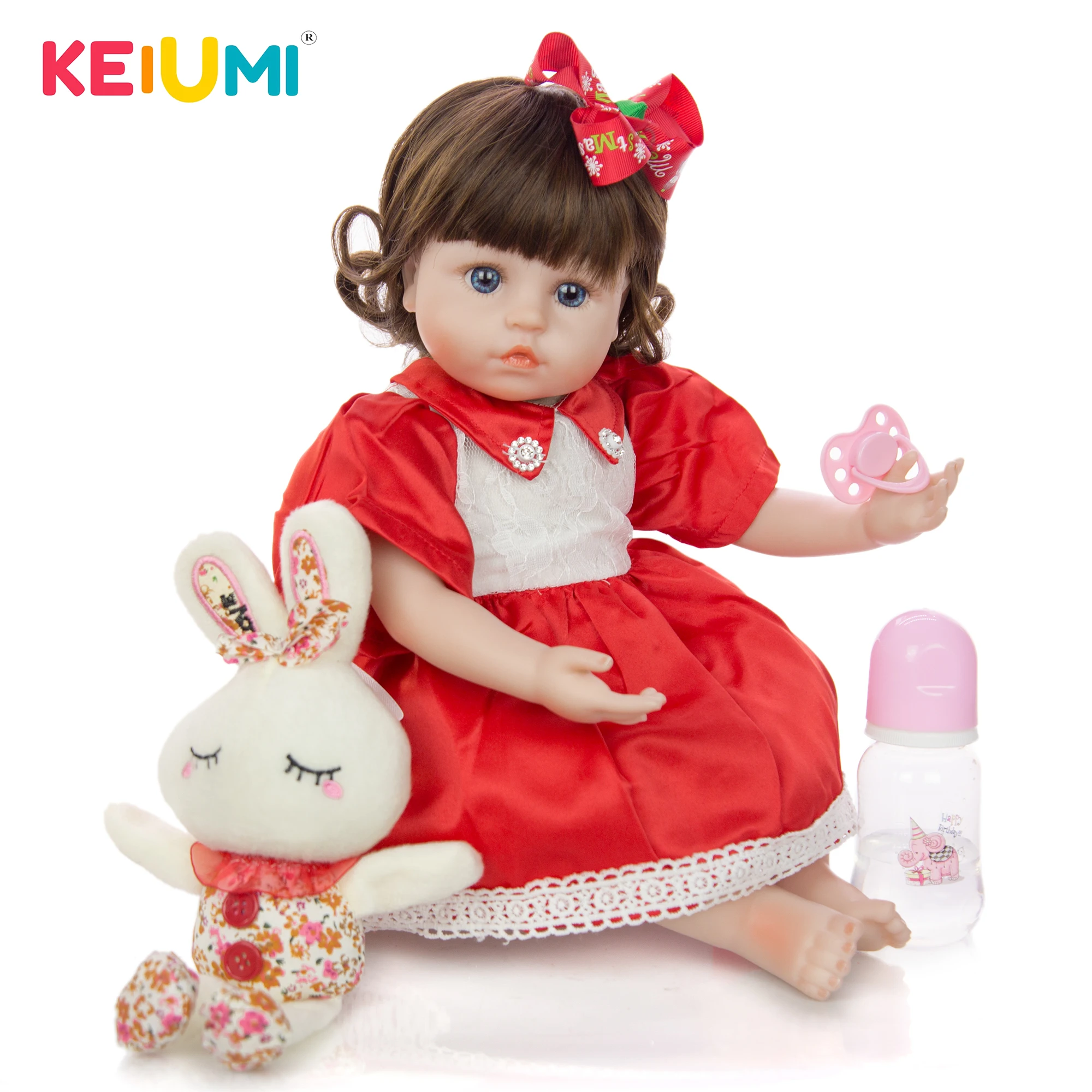 KEIUMI 18 дюймов Кукла Reborn Baby Doll ткани тела фаршированные реалистичные Boneca Reborn игрушка для девочки; дети подарок на день рождения сном играть