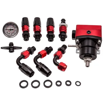 

Adjustable AN6 Fuel Pressure Regulator Hose End Fittings + Oil Gauge Kit 160PSI