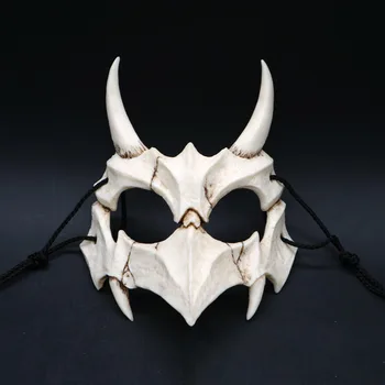 

Japan Demon Samurai White Bone Mask Tengu Dragon Yaksa Tiger Resin Mask Cosplay zh1