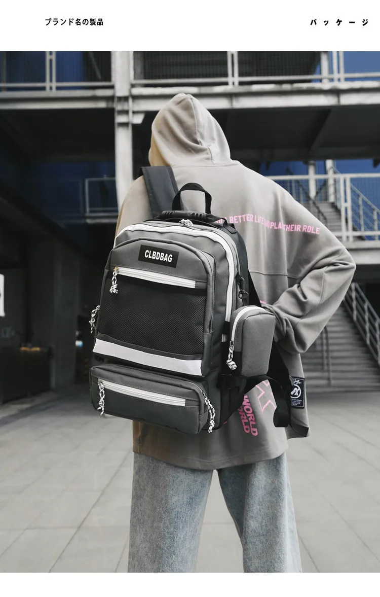 

2019 Men And Women Celebrity Style Double Back Casual Korean-style Fashion Travel Bag Trend Winter Western Style Fashion Cool Mo