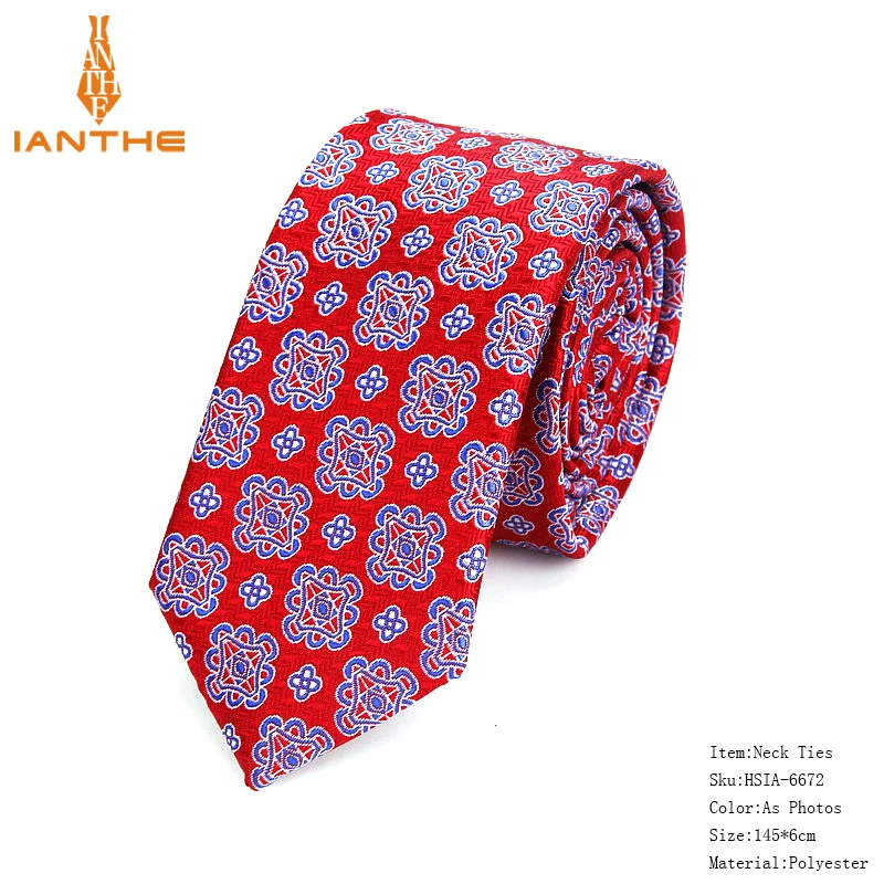 High Quality Ties for Men Fashion Jacquard Woven Classic Mans Necktie For Wedding 6cm Width Slim Groom Neck Tie Red Striped Tie