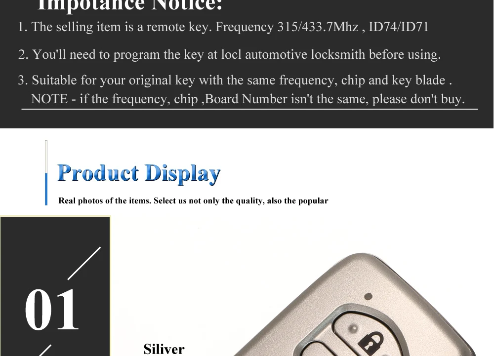 Keyforkess 3 BTN di KeylessGo Entry A Distanza di Chiave Dell'automobile Per Toyota Landcruiser Prado F433 A433 Camry Corona 0140 3370 5290 315/433MHz - Hc7deba0eef5b45f7b8574a128c012928R