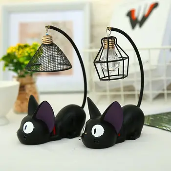 

LED Night Light Desktop Desk Lamp Black Jiji Cat Resin Crafts Decoration Room Figurines & Miniatures
