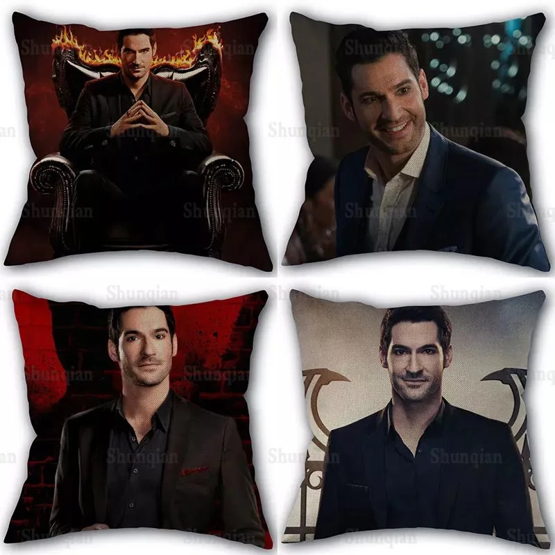 

Custom Funny Lucifer TV Pillowcase High Quality Home Textile Cotton Linen Fabric 45x45cm One Side Decoration Pillow Covers