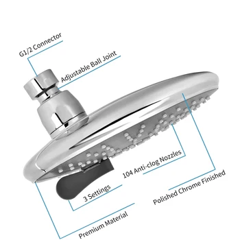 

Hot Showerhead G1/2 Adjustable High Pressure Shower Head Bathroom Shower Head Spray Showerhead Bath Rain Shower Head Replacement