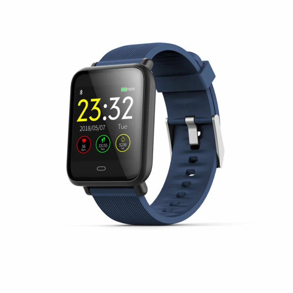 Q9 Смарт-часы цветная экранная полоса водонепроницаемый Пульс для Android/iOS - Цвет: Blue