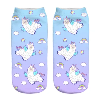 

1Pairs 3D Digital Printing Alpaca Female Socks Adult Invisible Socks Magic Socks