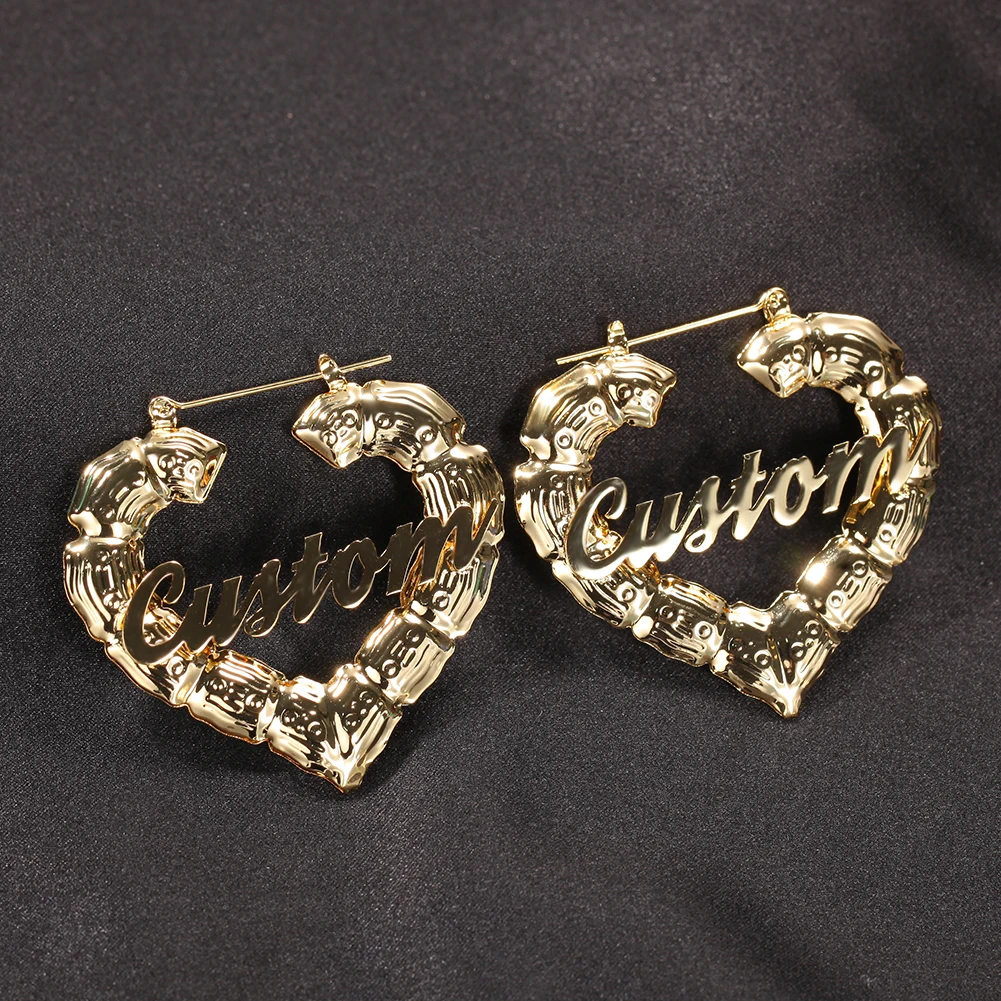 THE BLING KING Custom Letters Earring Heart Stainless Earrings For Women Large Hoop Acrylic Earrings Trendy Accessories Jewelry