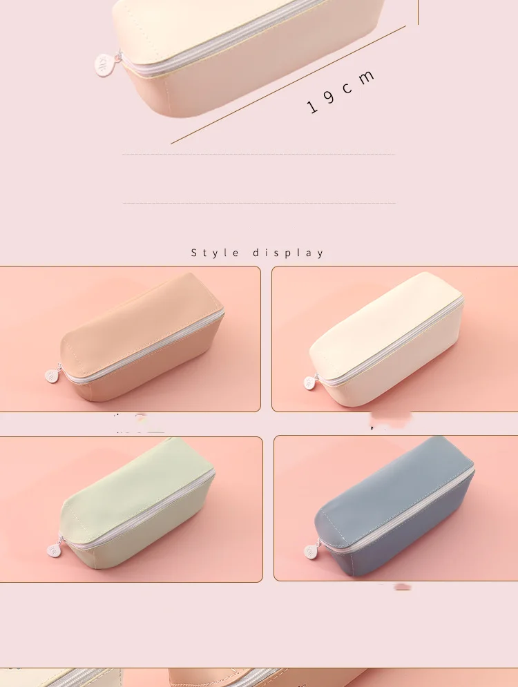 

Creative simple and fresh large-capacity pencil case double canvas multifunctional solid color pencil case student bag
