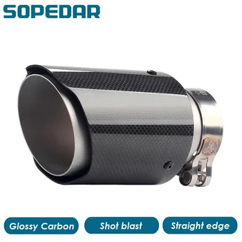 

SOPEDAR Car Exhaust Systems Glossy Muffler Tail Pipe Universal Stainless Steel Shot Blast Surface Tip Tail Rear Modification Tip