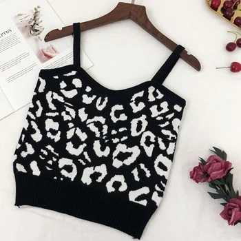 

All-match fashion Camis ladies summer 2020 new irregular leopard print Crop top slim knit camisole crop tops women Tirantes