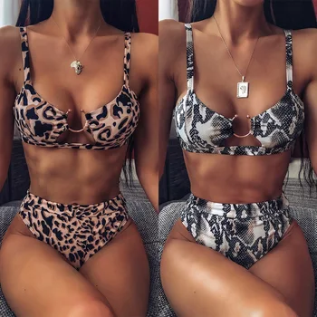 

Bikinis 2020 Women High Waist Swimsuit Female Push Up Swimwear Leopard Bathing Suit Beachwear Sexy Biquini Brazilian Miao Beach