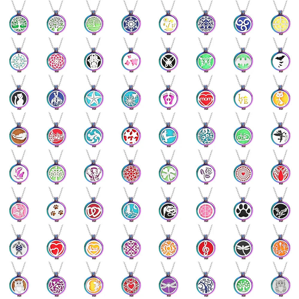 10pcs/lot Colorful New Tree of Life Aroma Necklace Essential Oils Diffuser Pendant Locket Aromatherapy Jewelry Gift | Украшения и