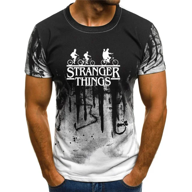 2020 new stranger things printing men's 3D gradient T-shirt fashion autumn and winter men and women 3d T-shirt