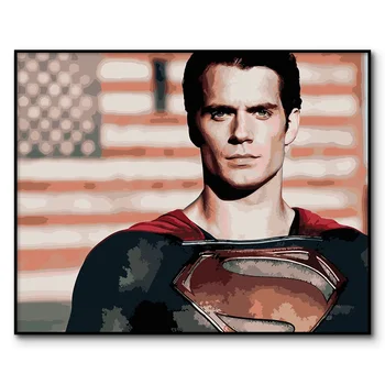 

Superman Poster Clark Kent Paint by number Oil Painting by Numbers for Adults DC Movies Framed Coloring By Numbers On Canvas