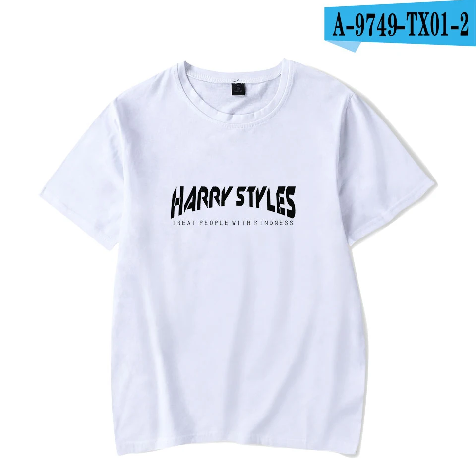 Летние женские/мужские футболки с коротким рукавом и принтом Harry Styles, модные повседневные футболки - Цвет: white