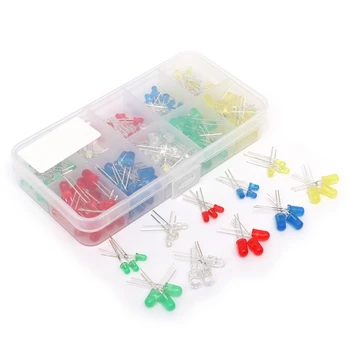 

250Pcs m 5Mm Led Light White Red Green Yellow Assorted Emitting Diode Diy 3V 20Ma