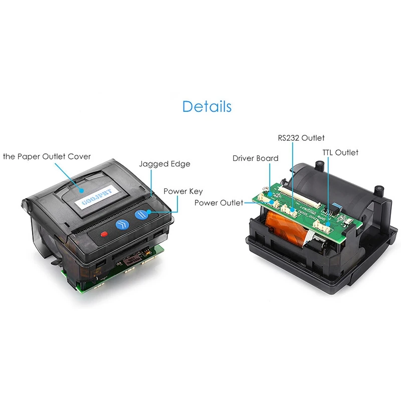 Goojprt Qr203 58 мм микро-мини встроенное термопечатающее устройство Rs232+ Ttl панель совместимый Eml203 для получения билета штрих-кода