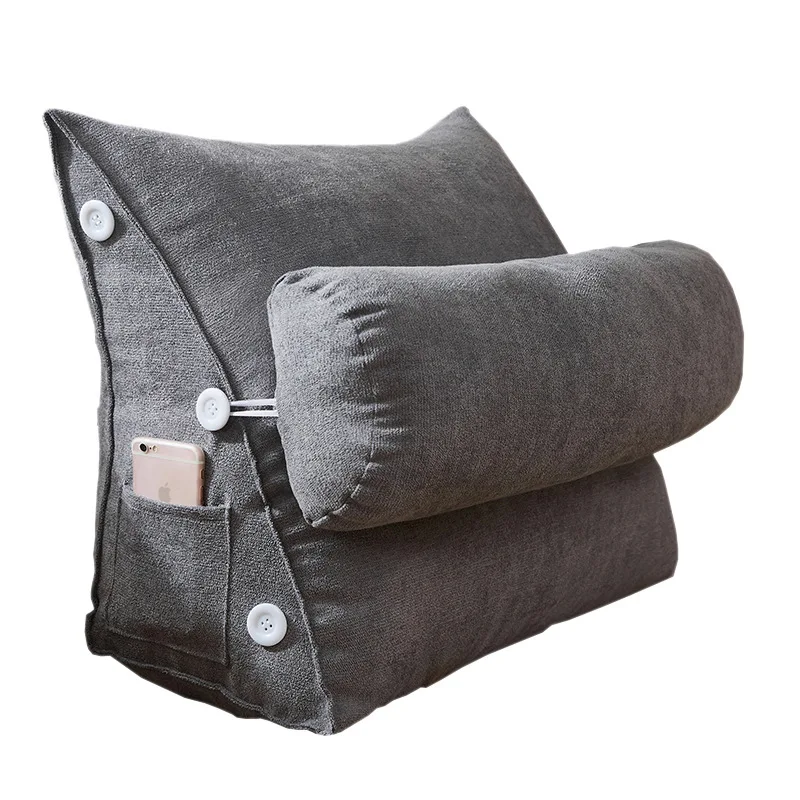 

Nordic Simple Solid Color Korea Velvet Head Triangle with Zipper Back Float Window Long Pillow Sofa Cushion Headrest 50C077