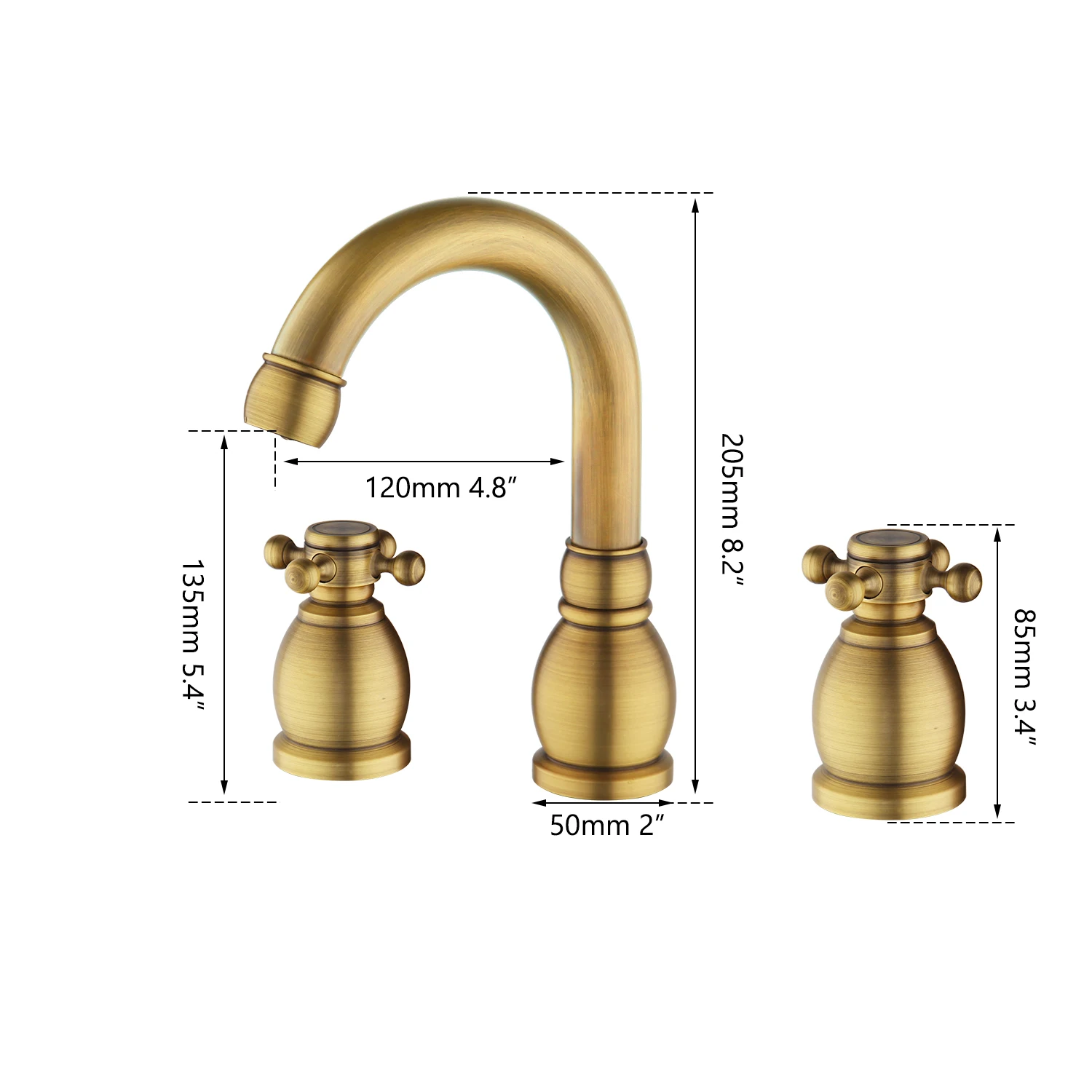 KEMAIDI Antique Brass Chrome Bathroom Kitchen Basin Mixer Tap Sink Faucet 2 Handles 3 Pcs Bathroom Basin Faucet Bathtub Tap