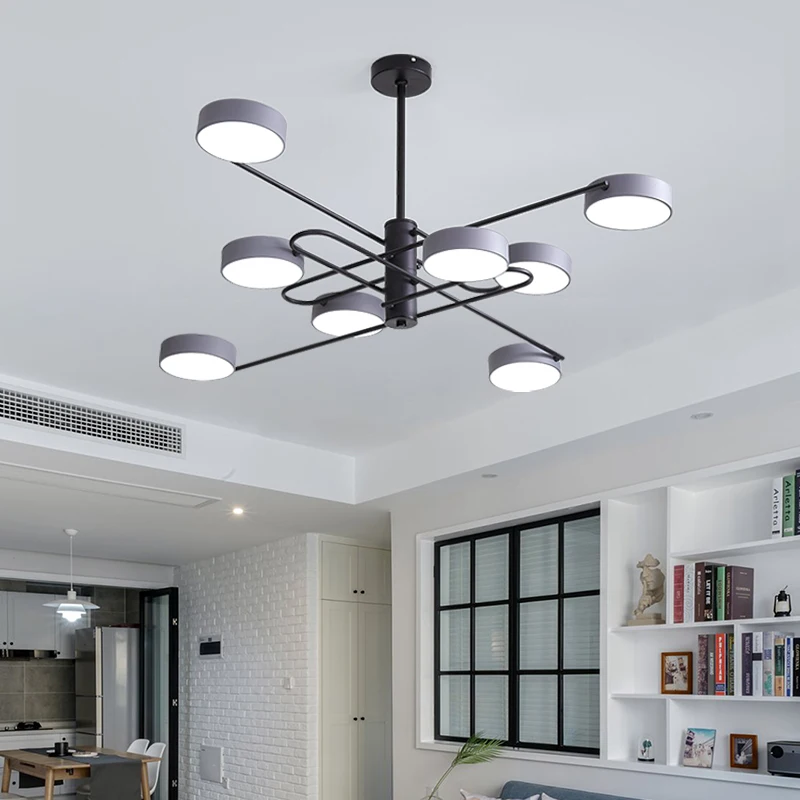 LED Chandeliers Ceiling Living Dinning Room Kitchen Hanging Lamp Nordic Minimalist Style Indoor Lobby Adjustable Light Fixtures | Освещение