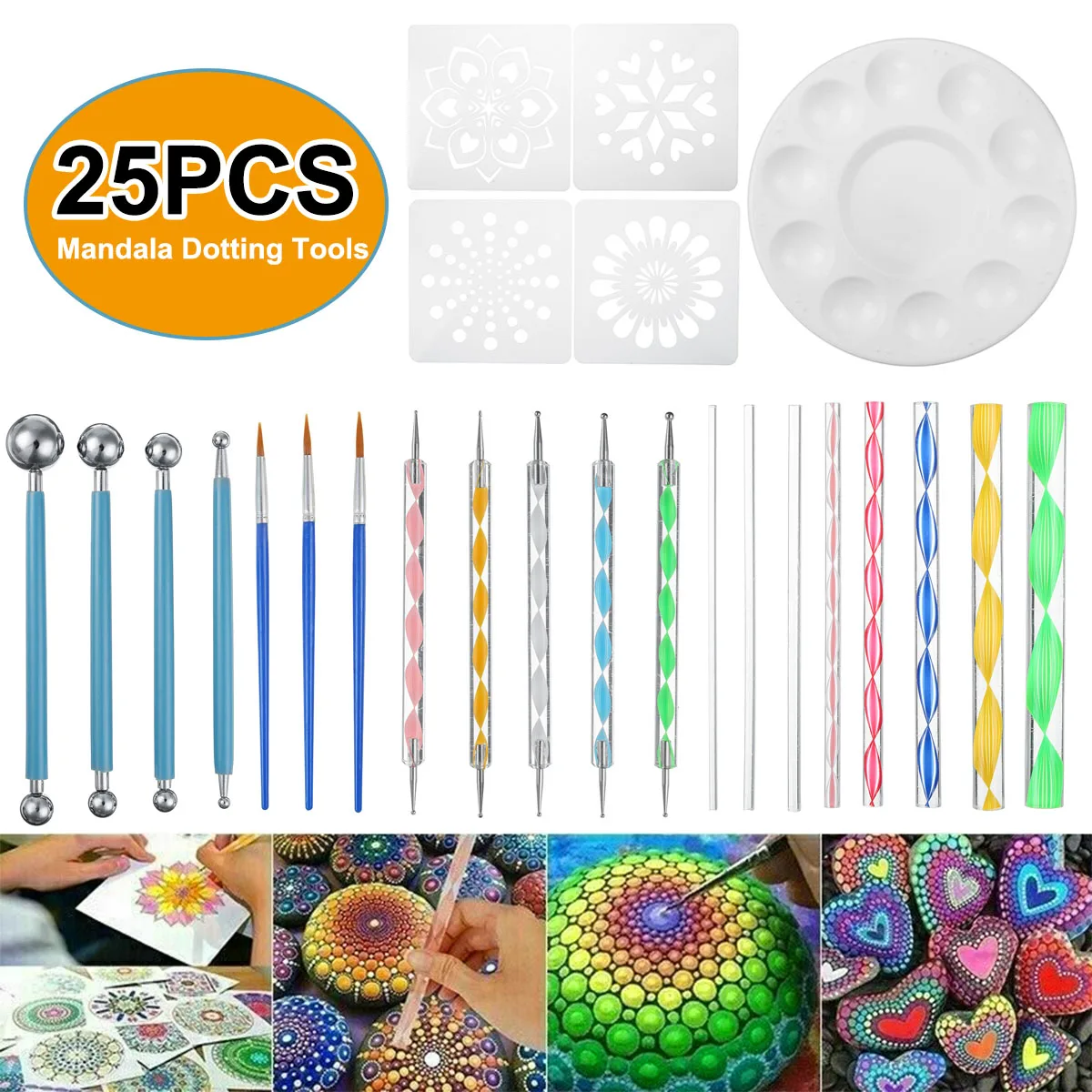 25 шт. инструменты для нанесения краски мандалы с Dotting Rods шариковый Стилус ручка