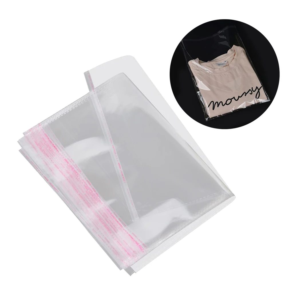 100pcs 11x8 Inch Clear Resealable Cello Bags Cellophane Bags for T-Shirt Clothing, Candy Bread Chocolate Jelly Cookie Poly Bags