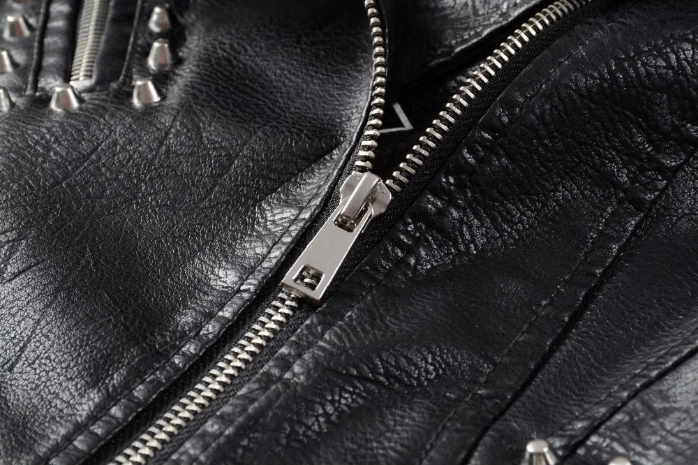 2020 New Women Autumn Winter Faux Soft Leather Jackets Coats Lady Black PU Rivet Zipper Epaulet 3D print Motorcycle Streetwear