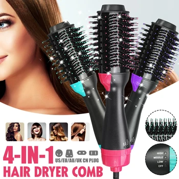 

3 in 1 Electric Hair Dryer Comb Infrared Negative Ion Hot Air Comb Professional Straight Curling Hair Comb Hairdryer EU/US/AU