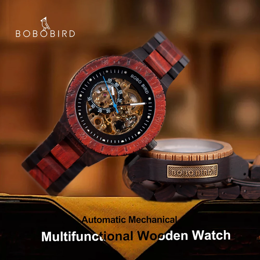 Men Automatic Mechanical Wristwatch with Wooden Box mechanical watch