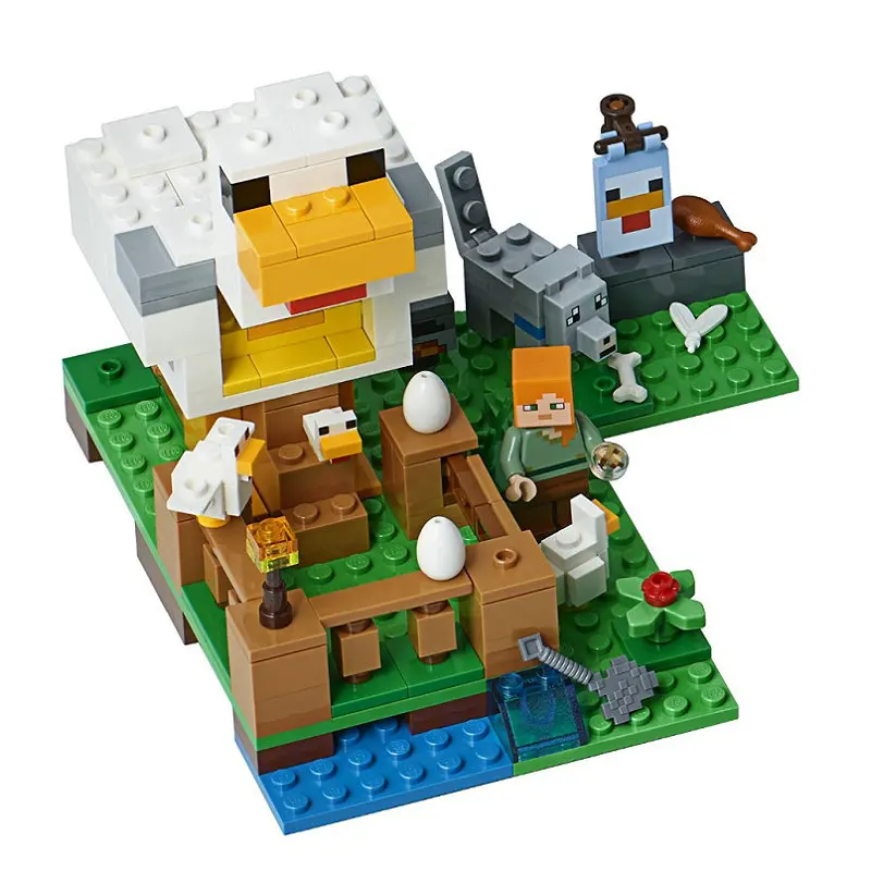Chicken Coop Set Building Block With Action Figures Compatible 21140 MinecraftINGlys My World Bricks Set Gifts Toys