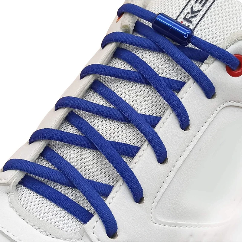 Cordones elásticos de bloqueo de cordones, cordón redondo de Color metálico, fácil de quitar, adecuado para todos los zapatos, 21 colores, 1 par