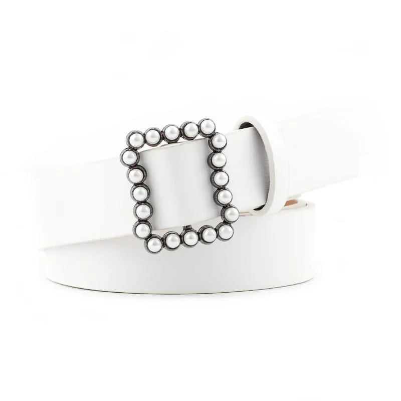 3 white pearl Style Женский ремень из искусственной кожи с жемчугом и металлическим сердцем, с двойным кольцом, с пряжкой, поясные ремни для девушек, для досуга, платья, джинсы, дикий Повседневный Пояс в стиле ретро, Z2 - Цвет: 3 white pearl Style